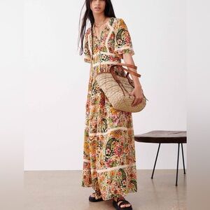 BA&SH Benja Paisley Colorful Multicolor Maxi Dress Womens size XSMALL